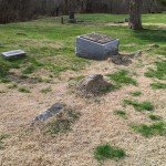 The military cemetery with a marker remembering the soldiers who died at Fort Osage.