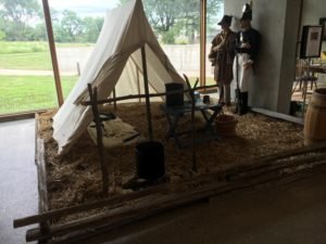 The "Camp" scene from "The War of 1812: The Camp and the Home" exhibit.
